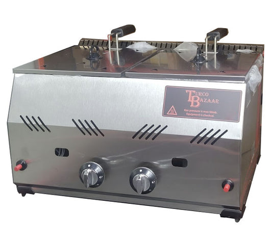 TURCOBAZAAR BRAND COMMERCIAL LPG GAS FRYER 16 LITRE TABLE TOP CHIPS FRYER WITH FLAME FAILURE DEVICE